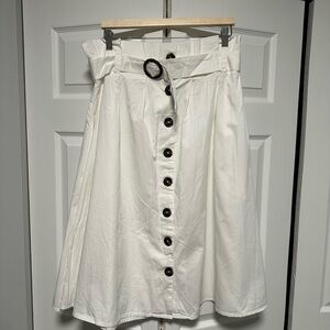 High rise button down skirt with belt
